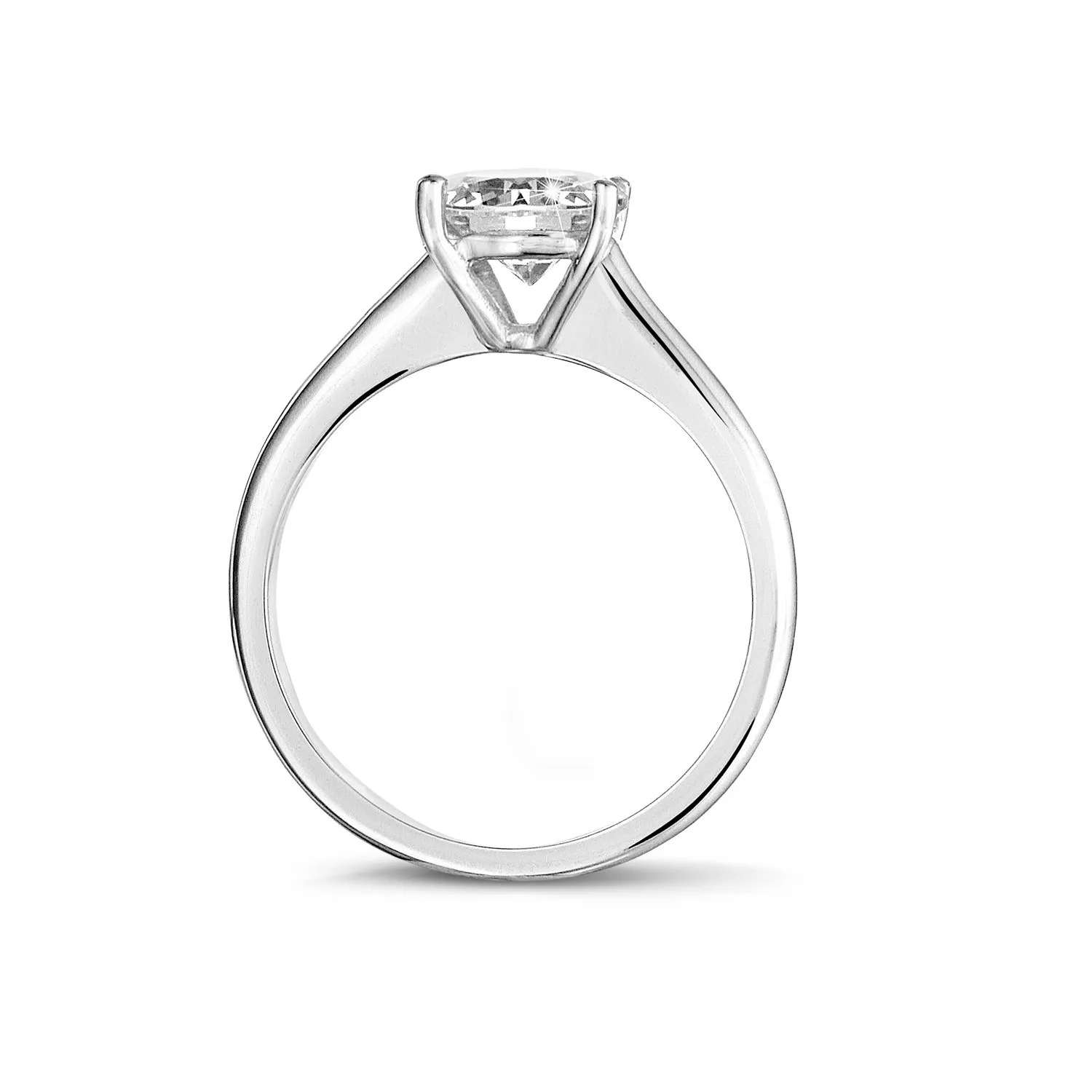 1.25 quilates anillo solitario en platino con un diamante redondo y 4 grapas 