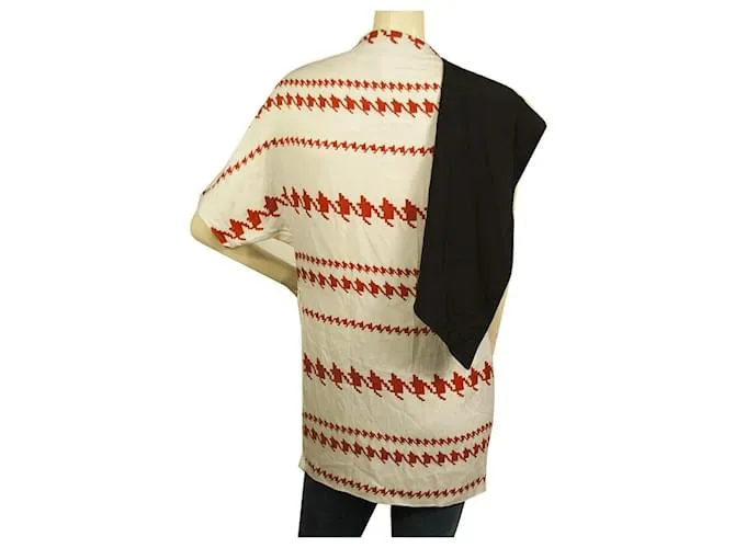 3.1 Phillip Lim Top largo o minivestido blanco naranja con panel negro de pata de gallo Multicolor 