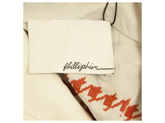 3.1 Phillip Lim Top largo o minivestido blanco naranja con panel negro de pata de gallo Multicolor 