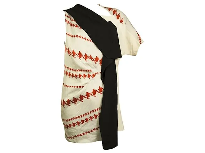 3.1 Phillip Lim Top largo o minivestido blanco naranja con panel negro de pata de gallo Multicolor 