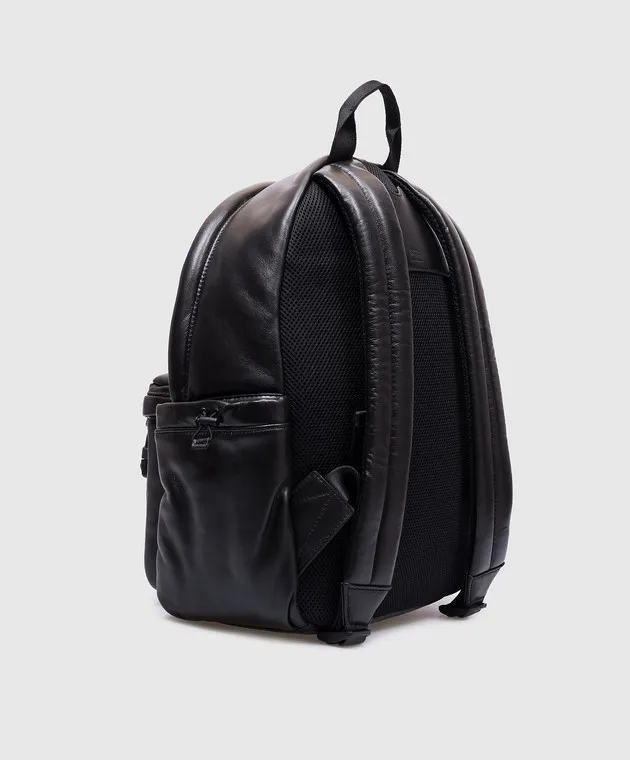 Ami Paris Black leather backpack with Ami de Coeur logo