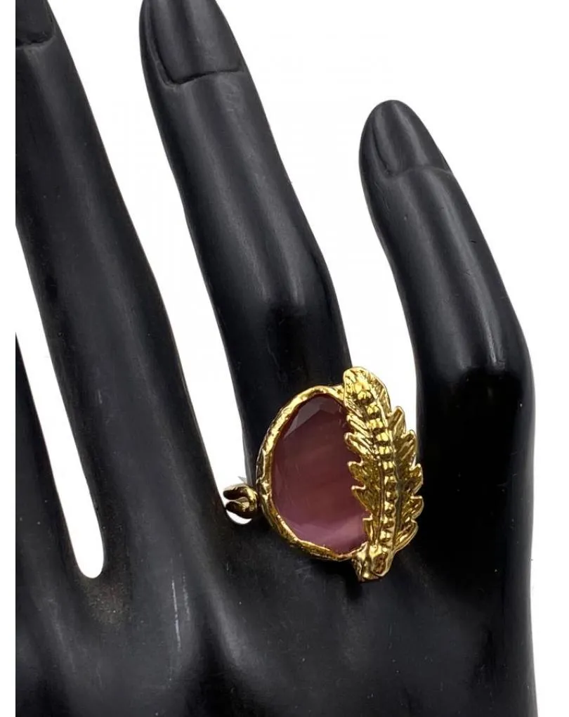 ANILLOS NARANJAS DE PIEDRA CON HOJAS DE INSPIRACION GRIEGA
