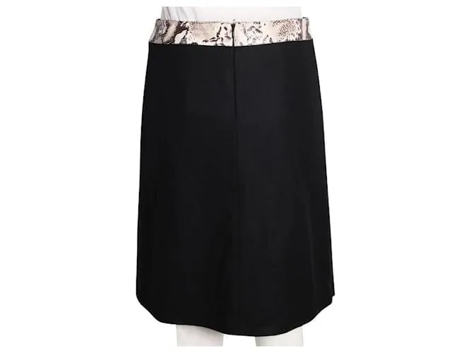 Autre Marque DISEÑADOR CONTEMPORÁNEO Falda de lana con adornos de pitón Negro 