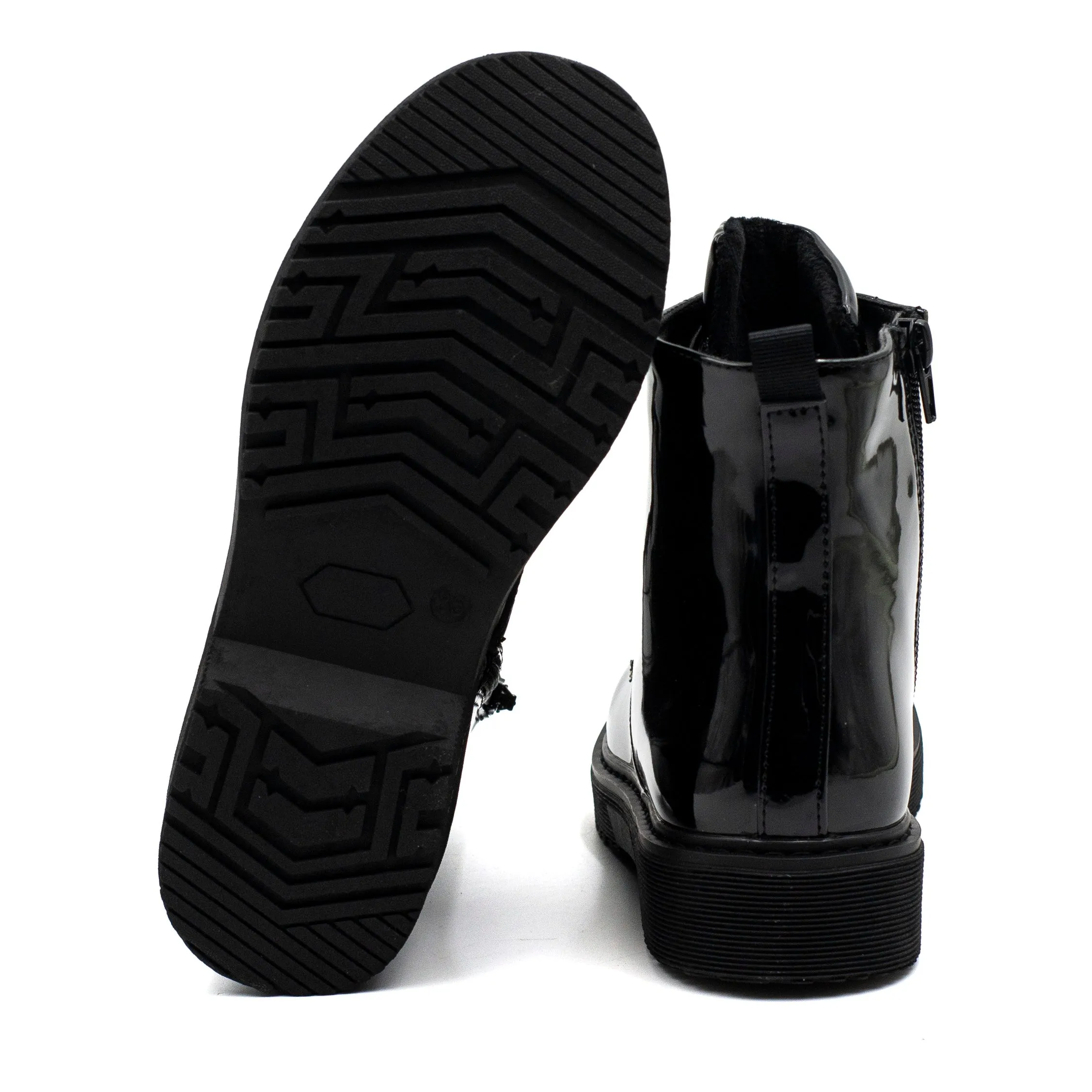 Bamboo botin charol nia con cierre y cordon
