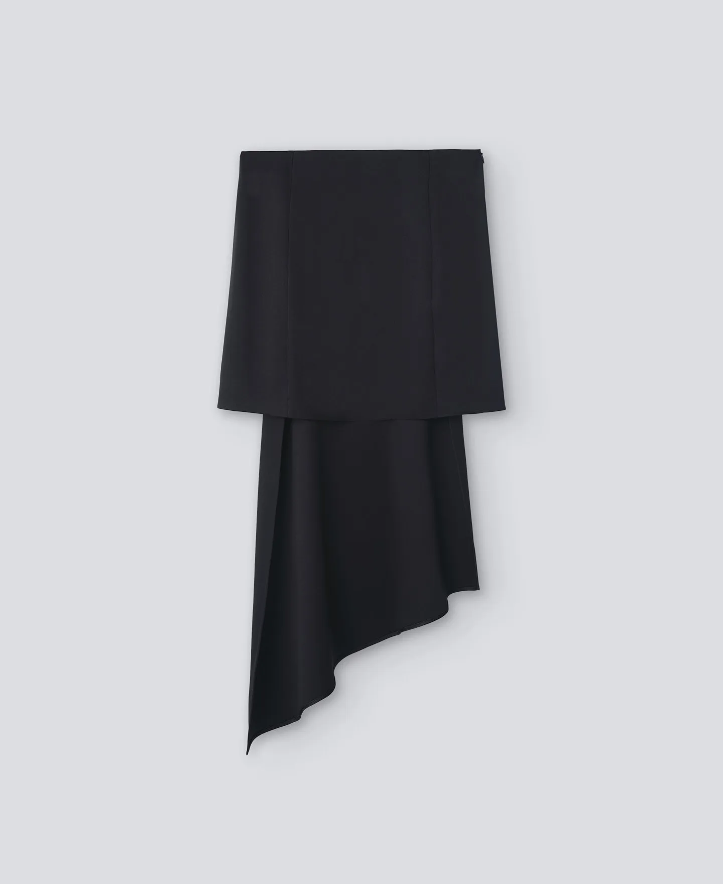 Black asymmetric mini skirt woman