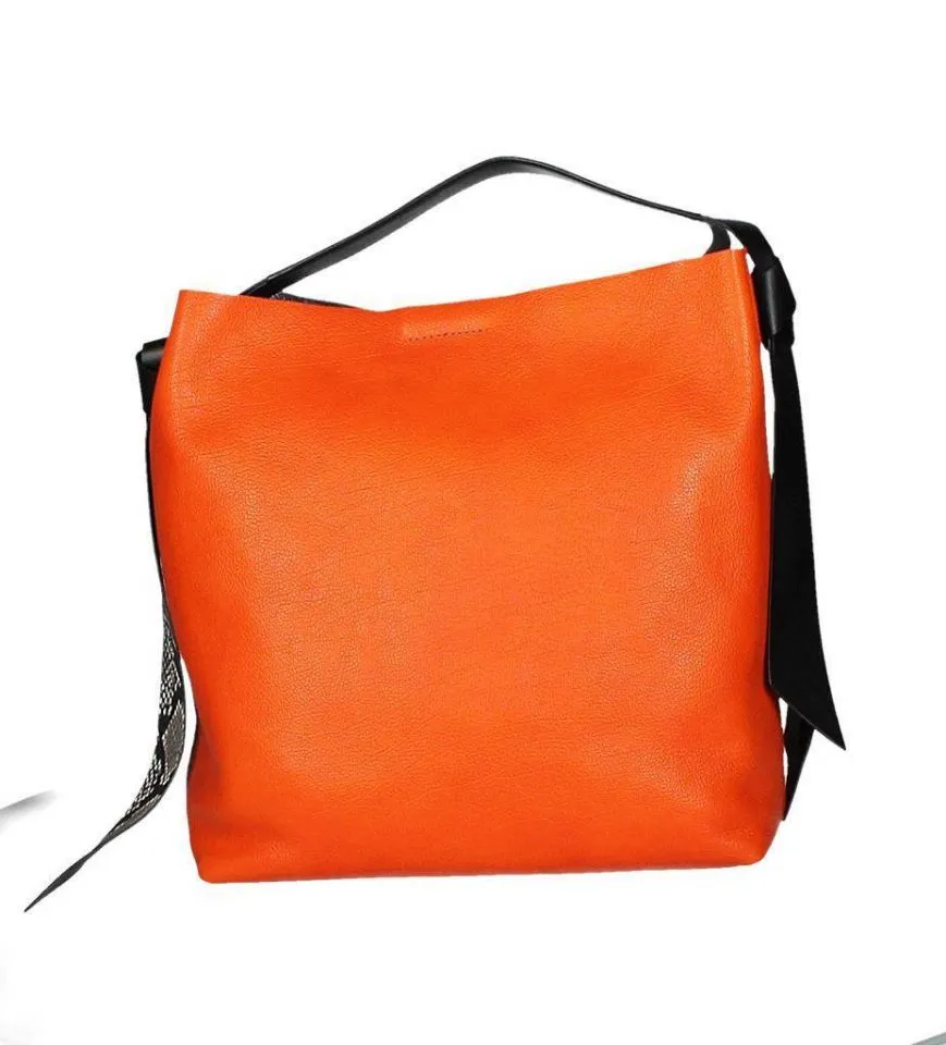 Bolso Piel Naranja Asa Negra Serpi Nudos.