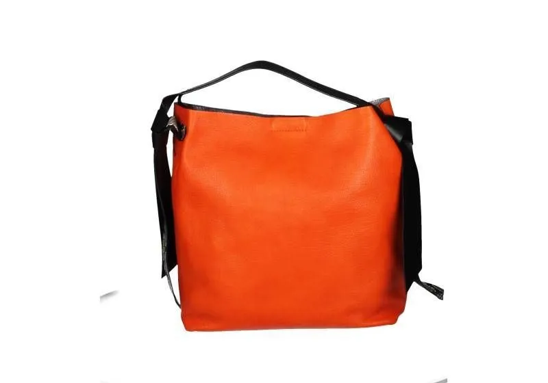 Bolso Piel Naranja Asa Negra Serpi Nudos.
