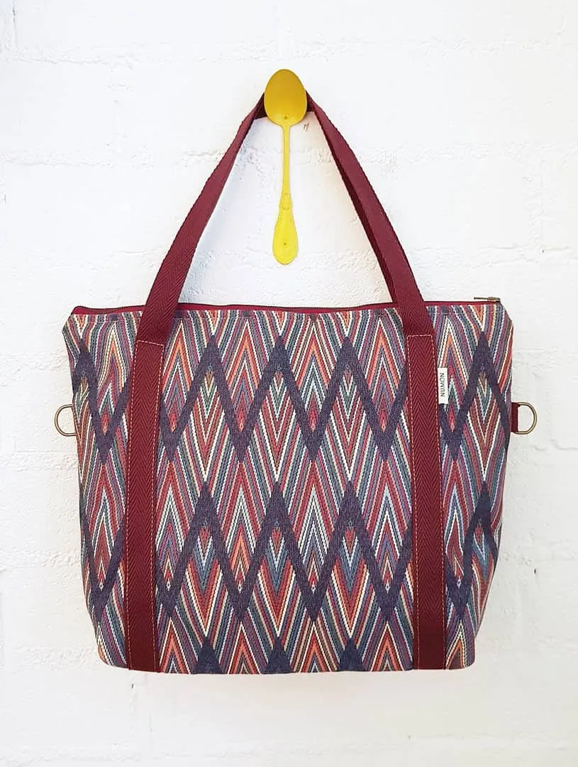 BOLSO RECICLADO DE TELA ZIGZAG MULTICOLOR