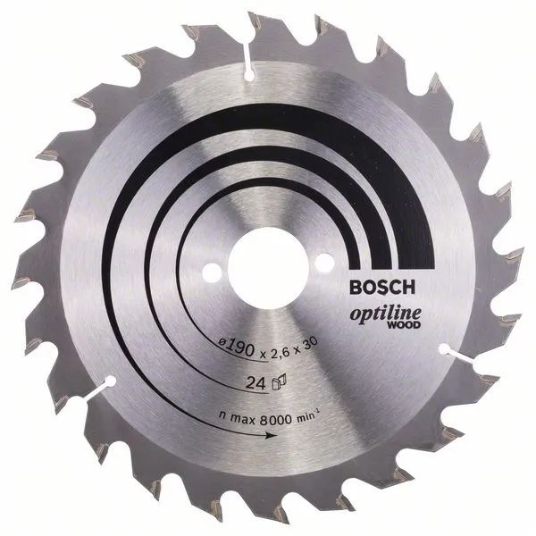 BOSCH  OPTILINE WOOD  HOJA DE SIERRA CIRCULAR,MADERA, 190X30X2.6MM, 24 DIENTES
