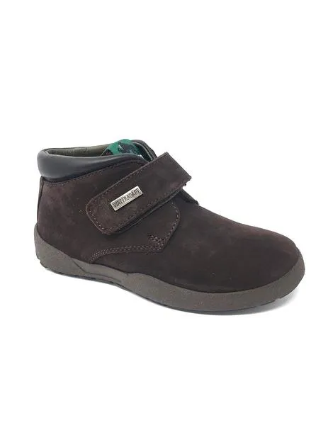 botin nobuk marron velcro