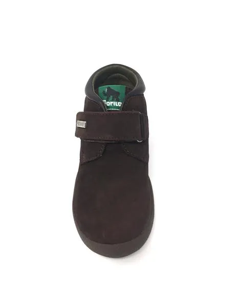 botin nobuk marron velcro