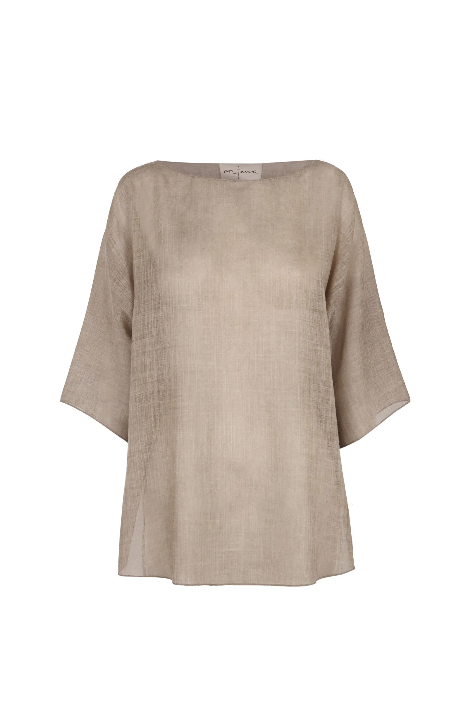 Bree, top in brown melange virgin wool