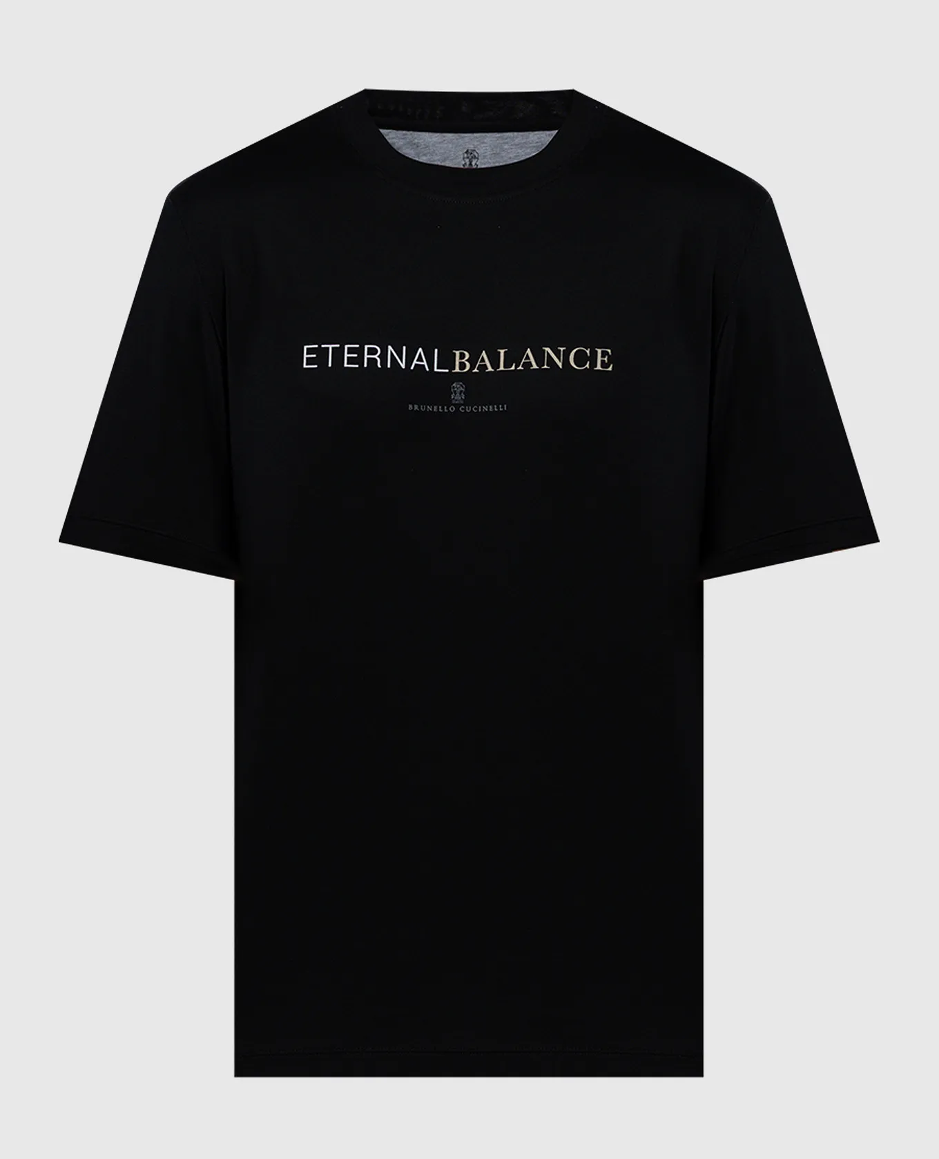 BRUNELLO CUCINELLI BLACK TSHIRT WITH A PRINT