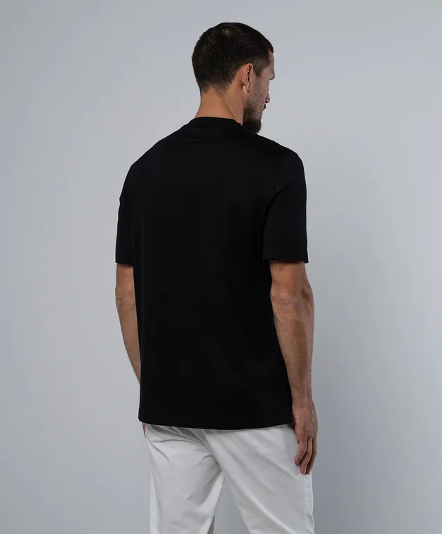 BRUNELLO CUCINELLI BLACK TSHIRT WITH A PRINT
