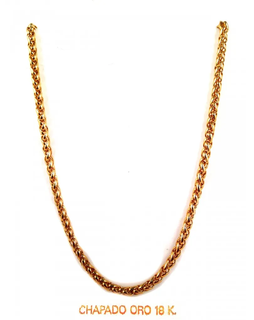 CADENA CAHAPADA ORO 24K,  LARGO: 50CM, GROSOR:0.5CM