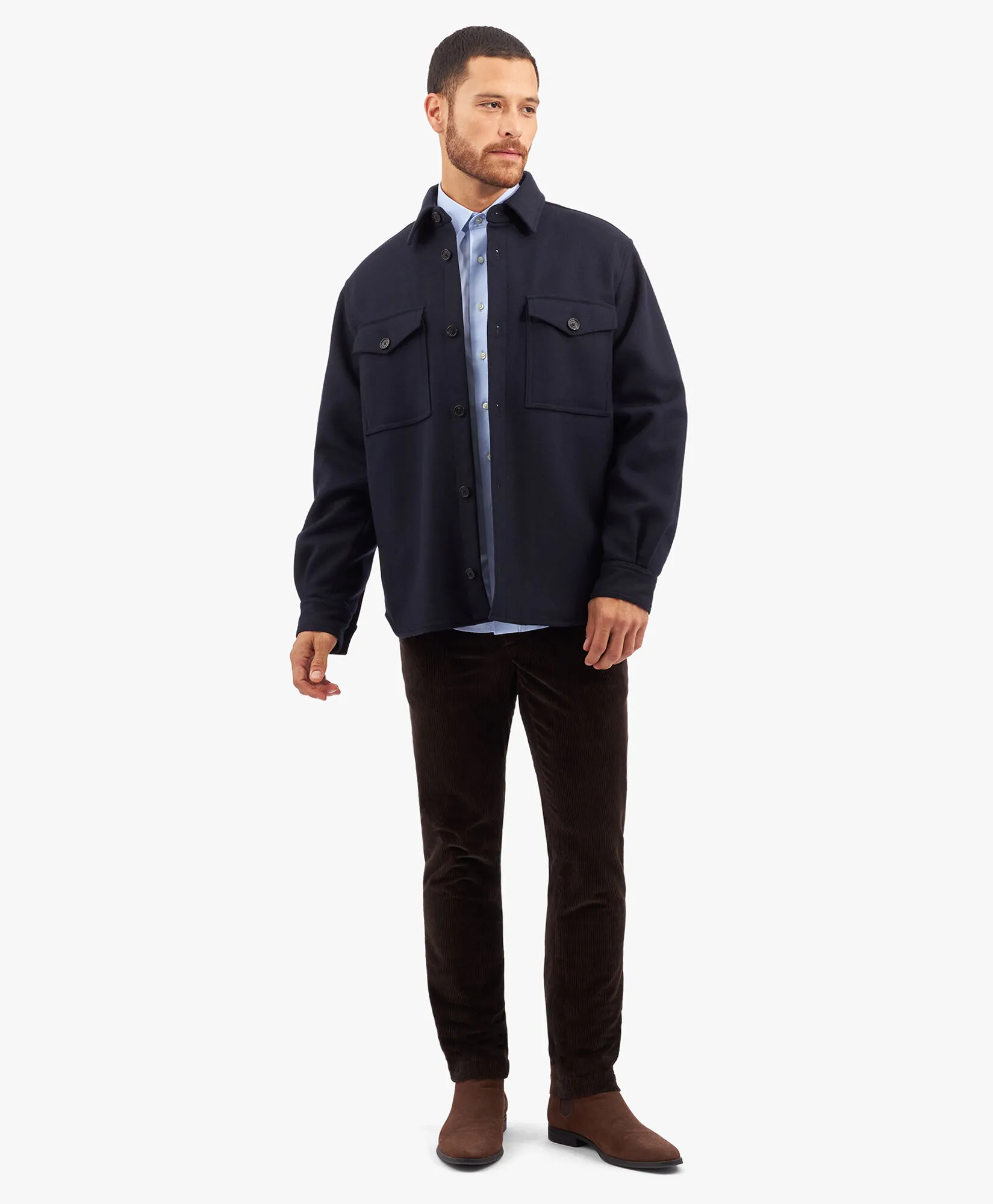 CAMISA DE VESTIR AZUL CLARO DE CORTE SLIM NONIRON EN ALGODóN ELáSTICO CON CUELLO AINSLEY