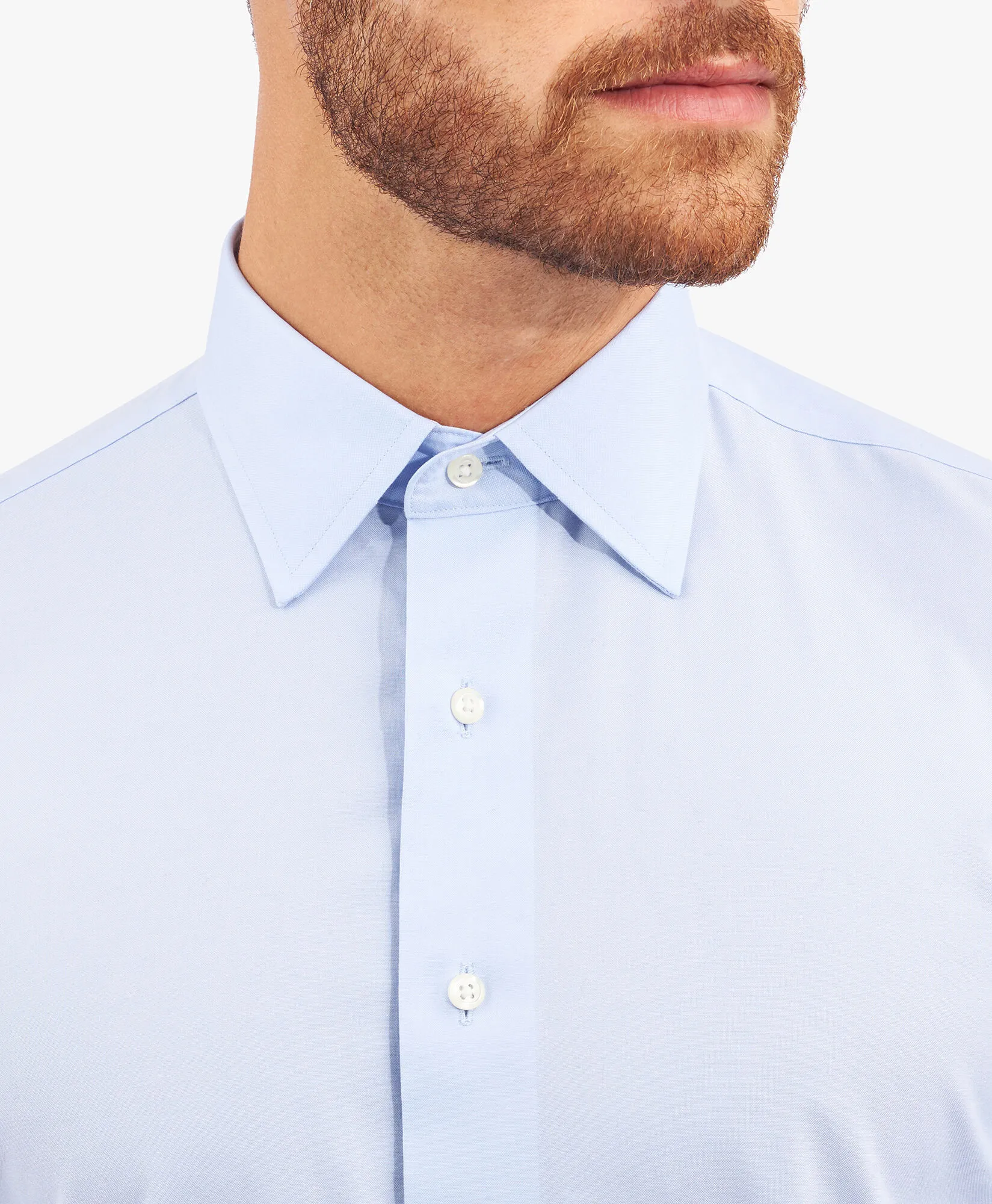 CAMISA DE VESTIR AZUL CLARO DE CORTE SLIM NONIRON EN ALGODóN ELáSTICO CON CUELLO AINSLEY