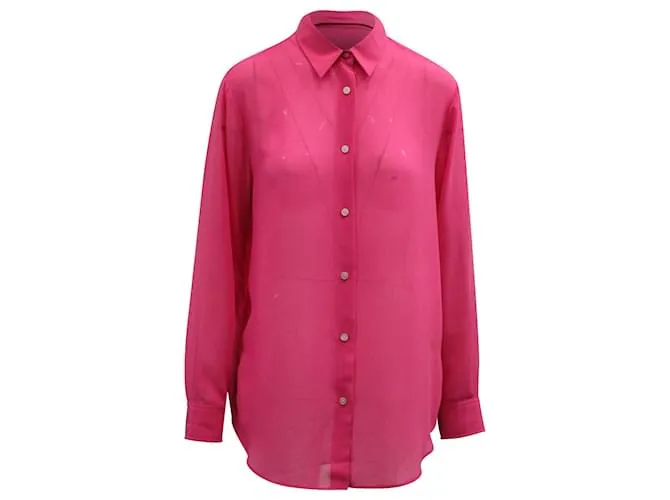 Camisa transparente con botones en poliéster rosa de Acne Studios 