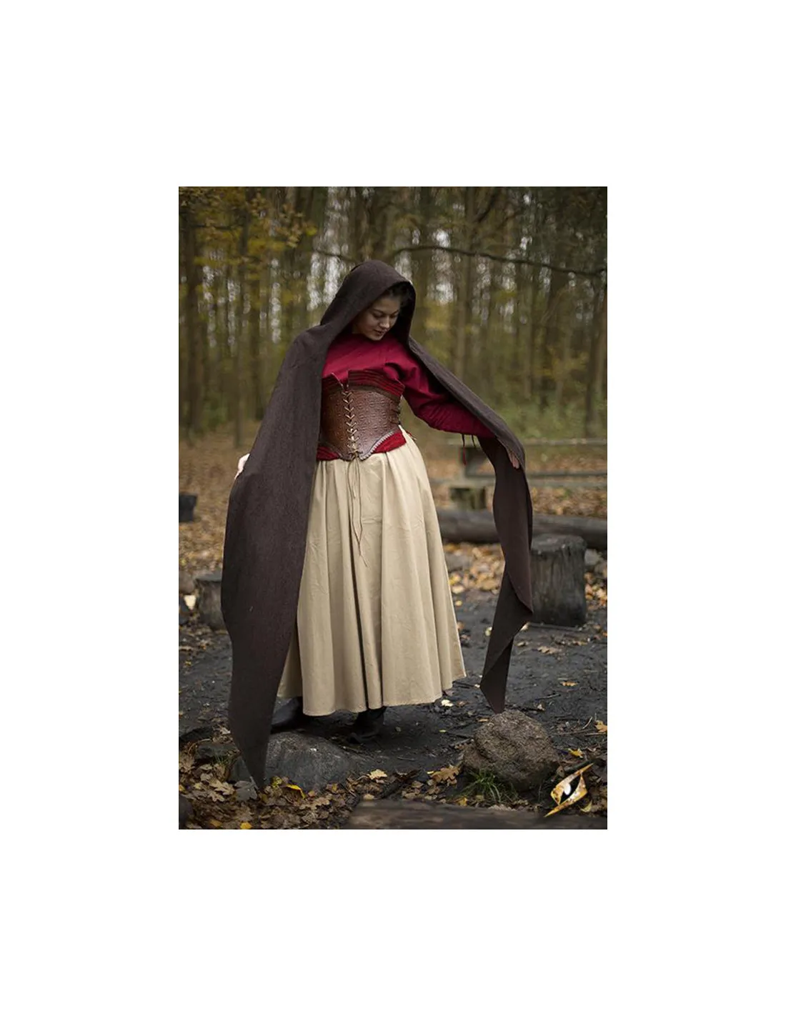 Capucha con chal medieval modelo Altaïr marrón oscuro