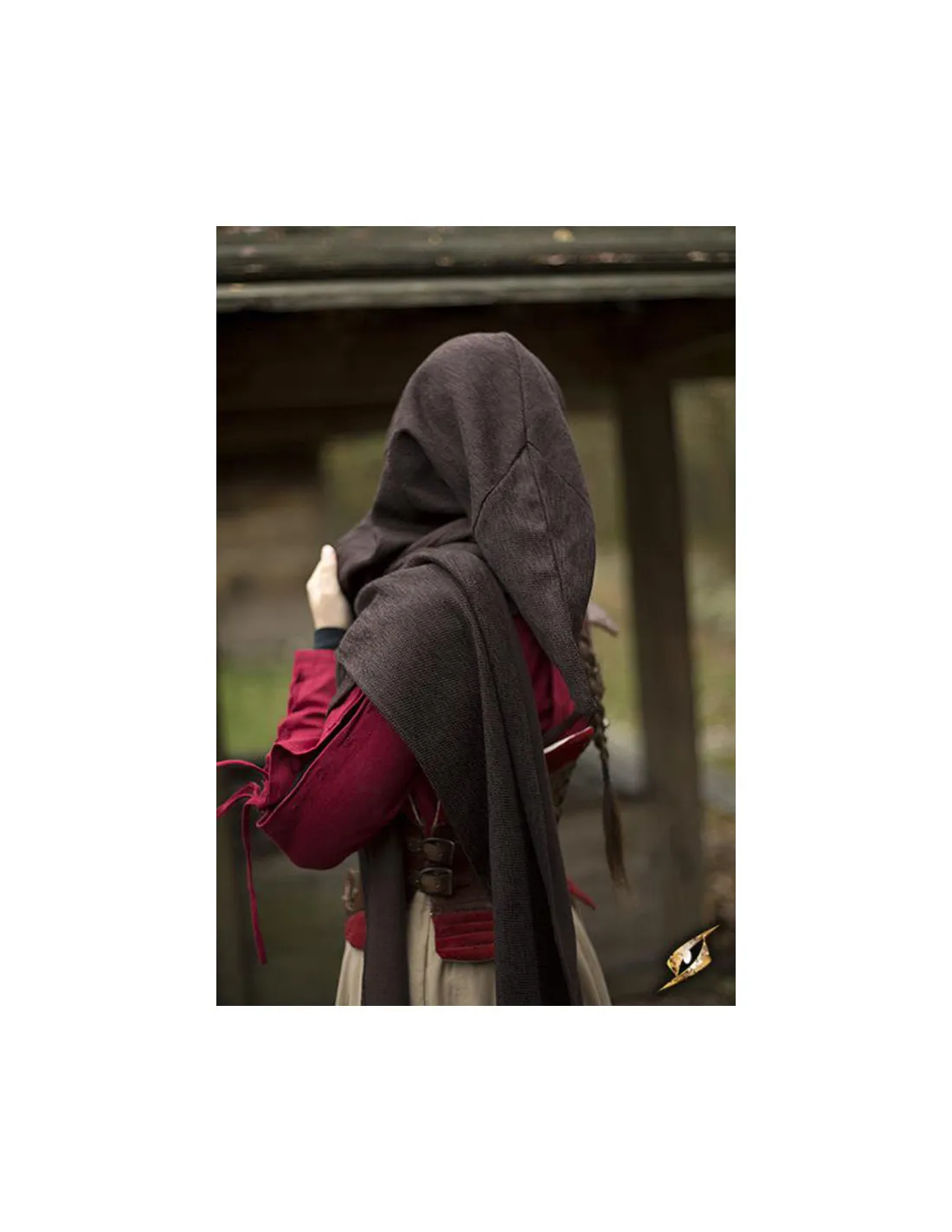 Capucha con chal medieval modelo Altaïr marrón oscuro