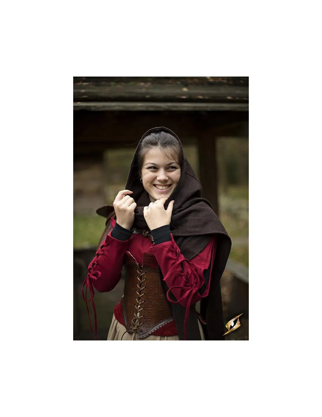 Capucha con chal medieval modelo Altaïr marrón oscuro