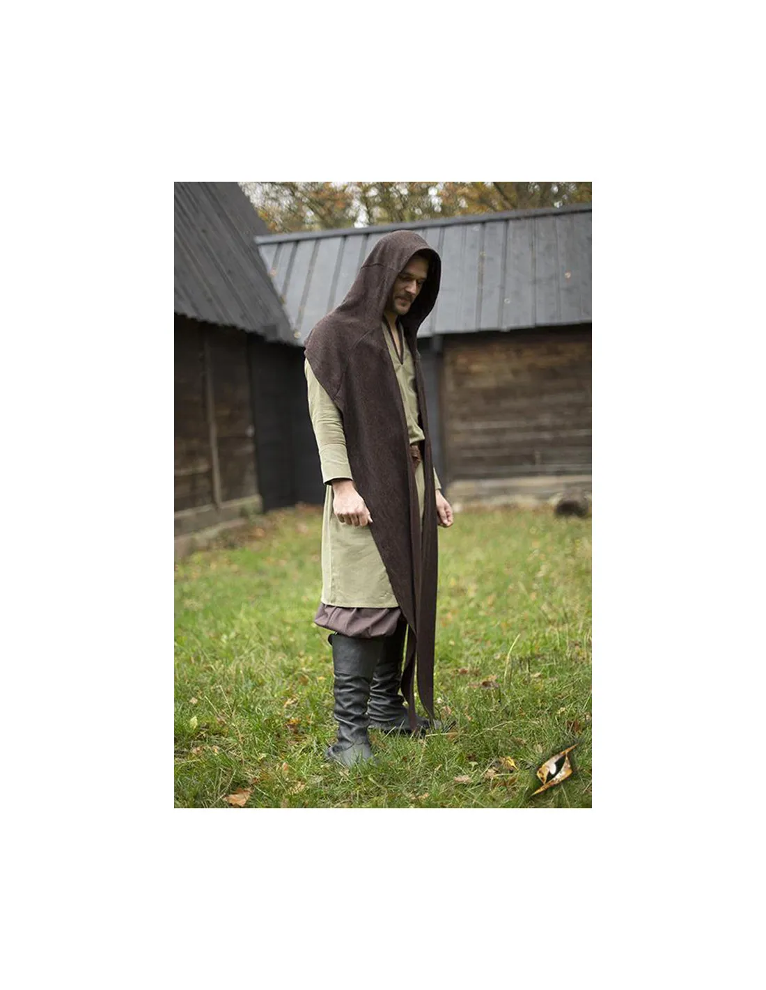Capucha con chal medieval modelo Altaïr marrón oscuro