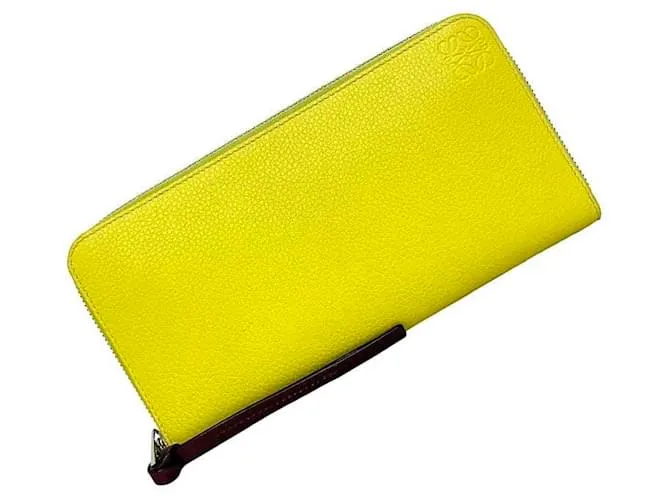 Cartera larga redonda Loewe en amarillo y burdeos 