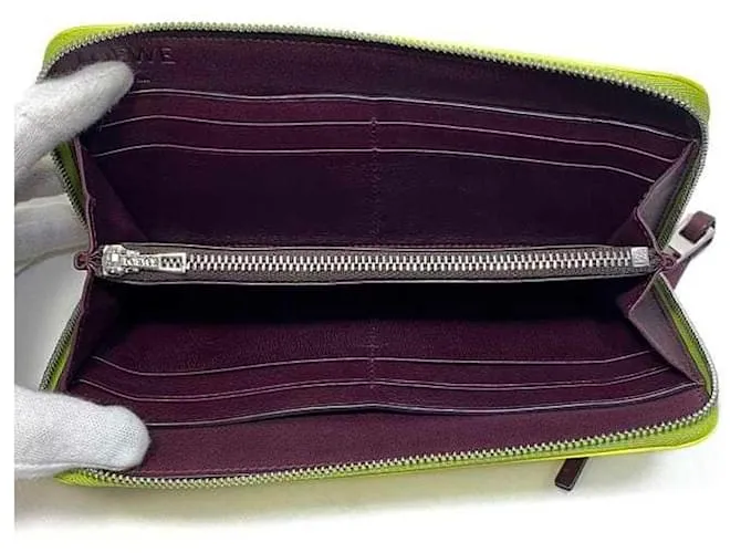 Cartera larga redonda Loewe en amarillo y burdeos 