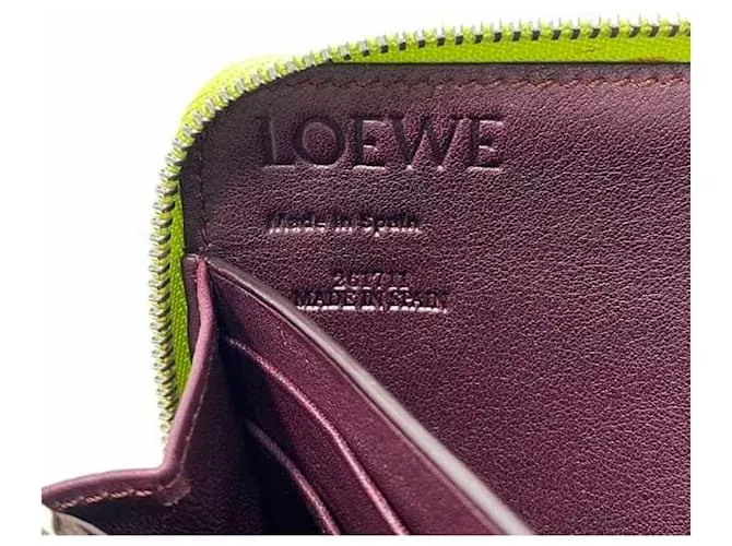 Cartera larga redonda Loewe en amarillo y burdeos 