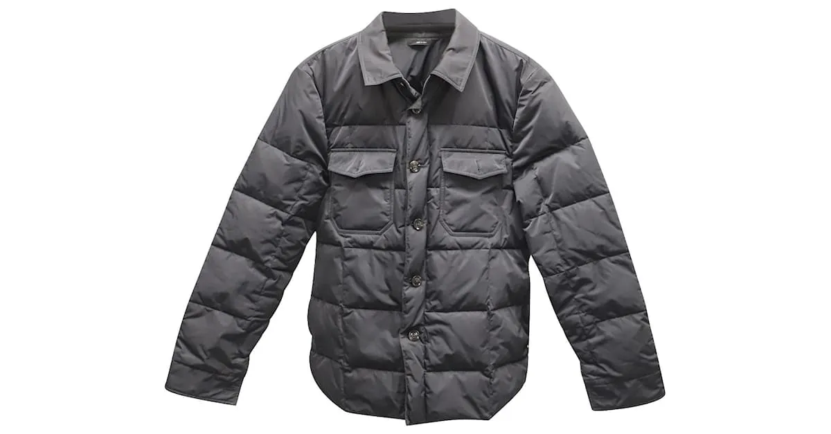 Chaqueta camisera acolchada Tom Ford en poliéster azul marino 
