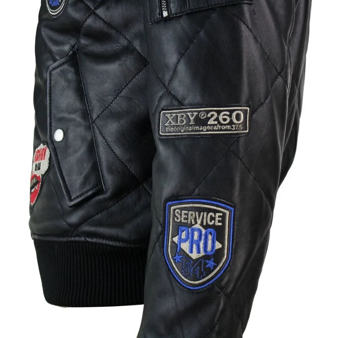 Chaqueta de letras de béisbol de béisbol de cuero acolchado de cuero para hombres
