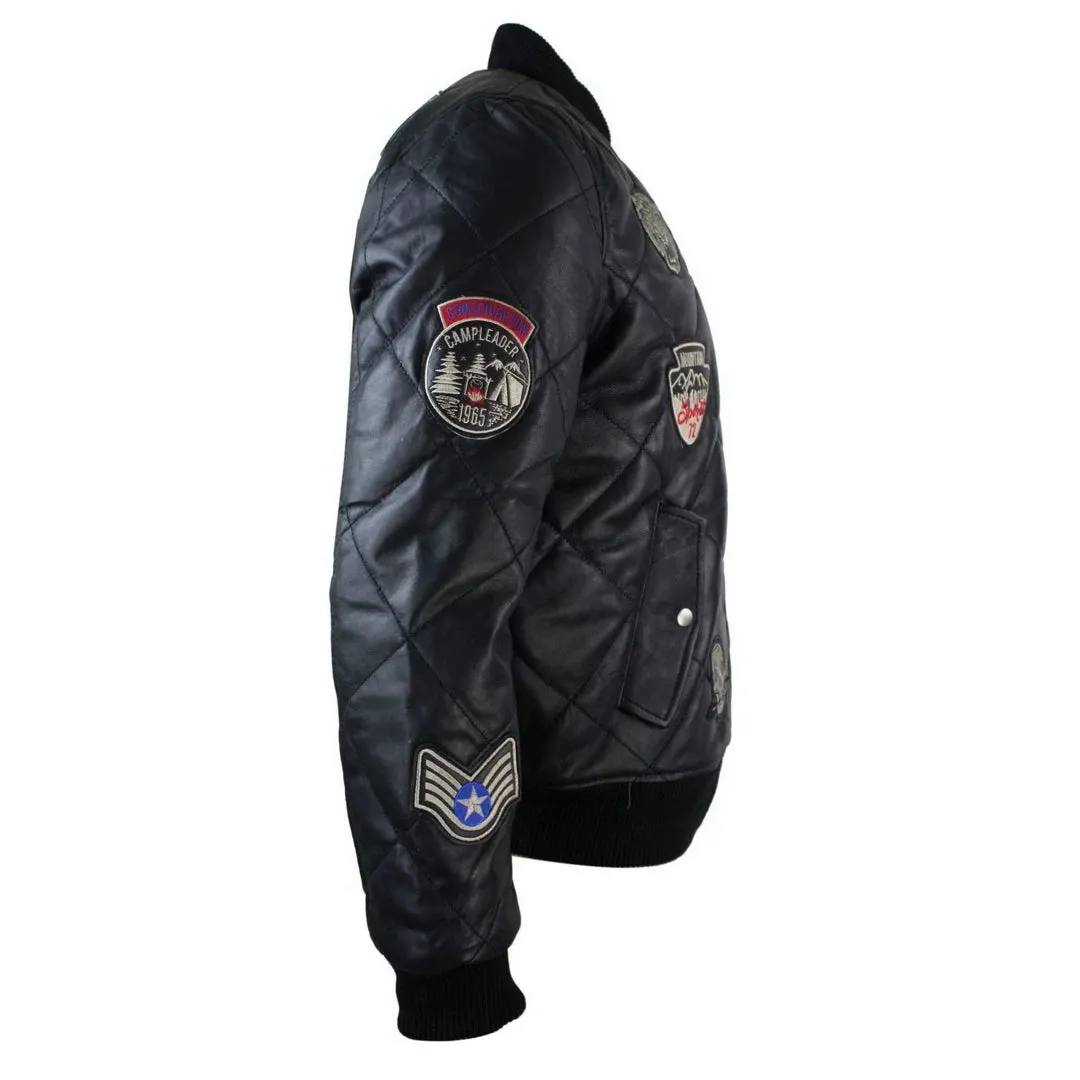 Chaqueta de letras de béisbol de béisbol de cuero acolchado de cuero para hombres
