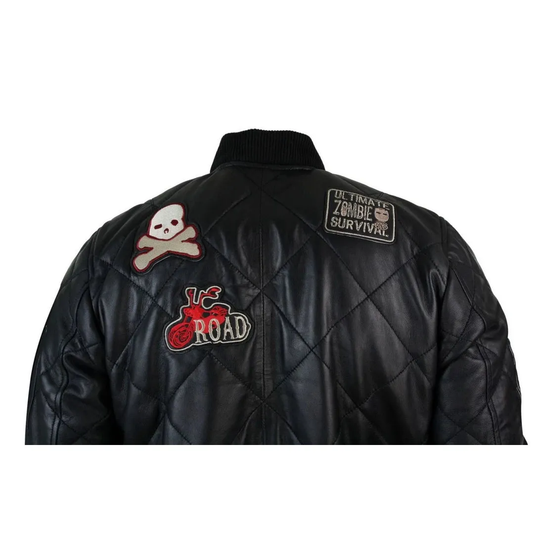 Chaqueta de letras de béisbol de béisbol de cuero acolchado de cuero para hombres