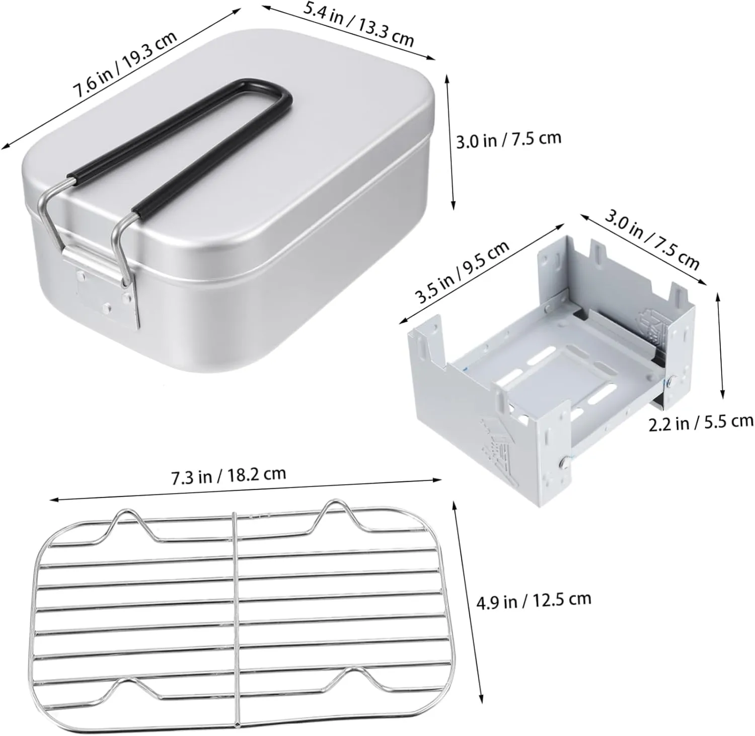 Ciieeo Juego De De Caja De Almuerzo Para Camping Caja De Almuerzo De Viaje De Con Rack De Vapor y Horno Plegable Ideal Para Excu