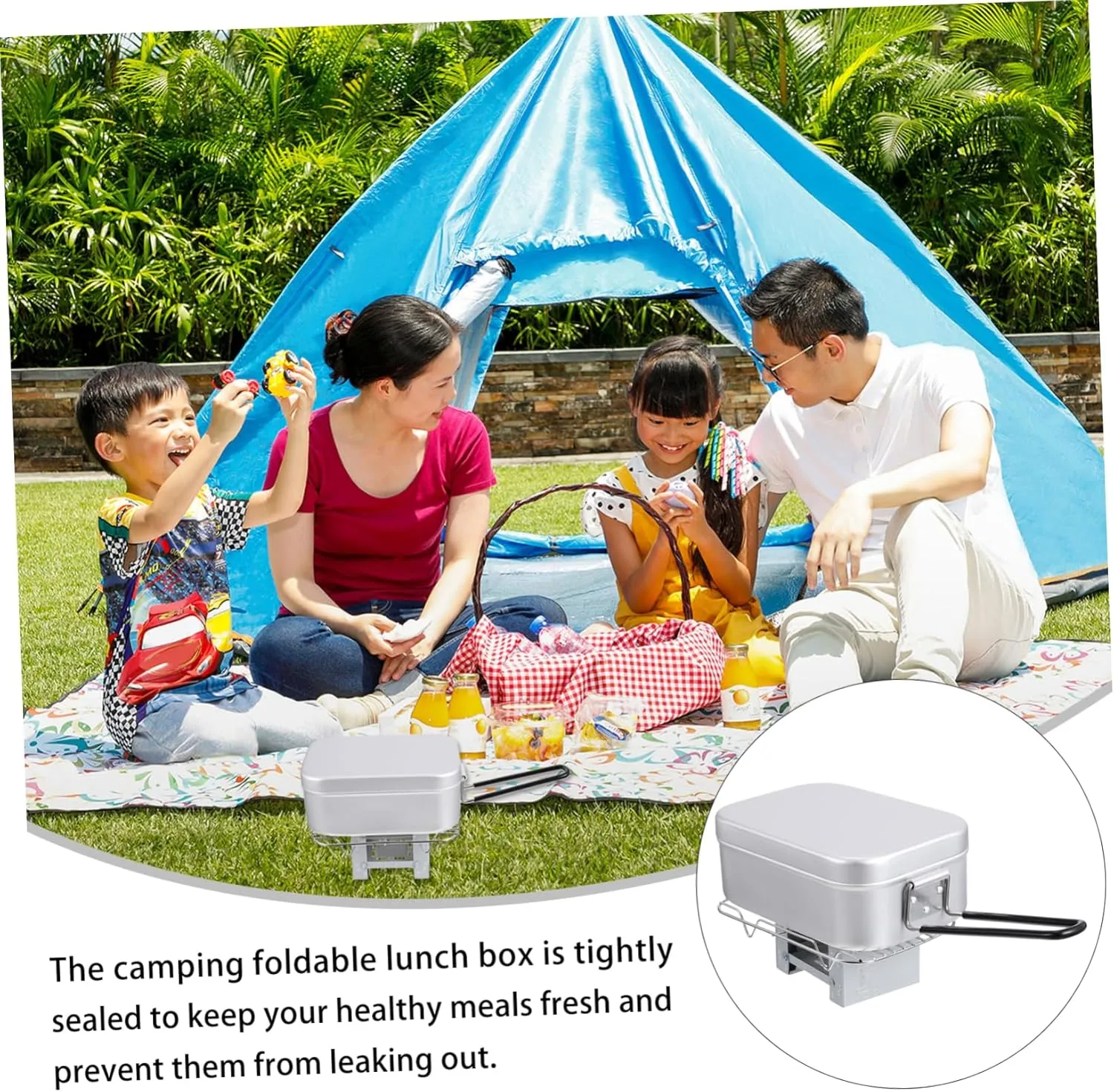 Ciieeo Juego De De Caja De Almuerzo Para Camping Caja De Almuerzo De Viaje De Con Rack De Vapor y Horno Plegable Ideal Para Excu