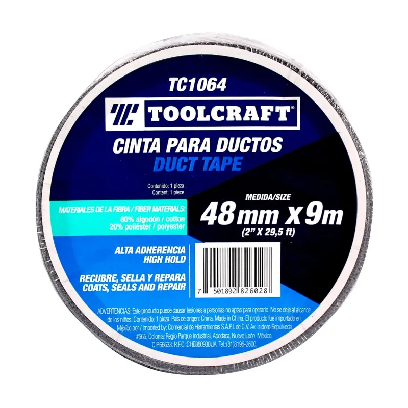 Cinta para Ducto Gris 48mm x 9m Toolcraft TC1064