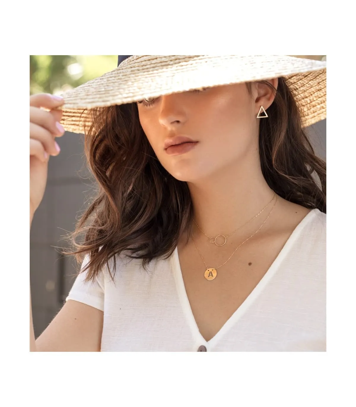 Collar letra A inicial oro amarillo 18k 42cm