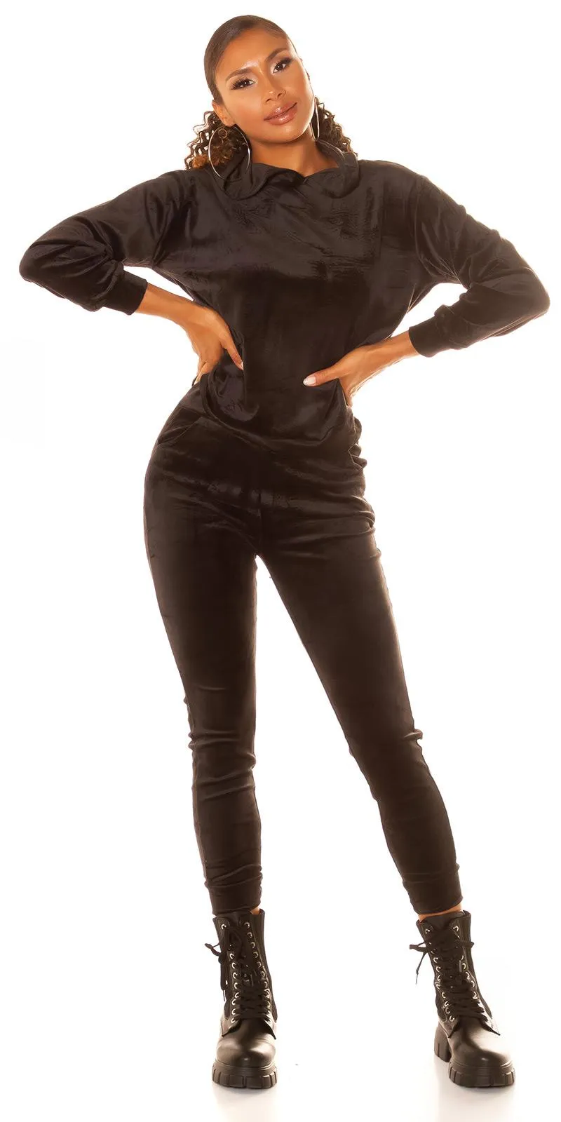 Conjunto básico terciopelo sport negro