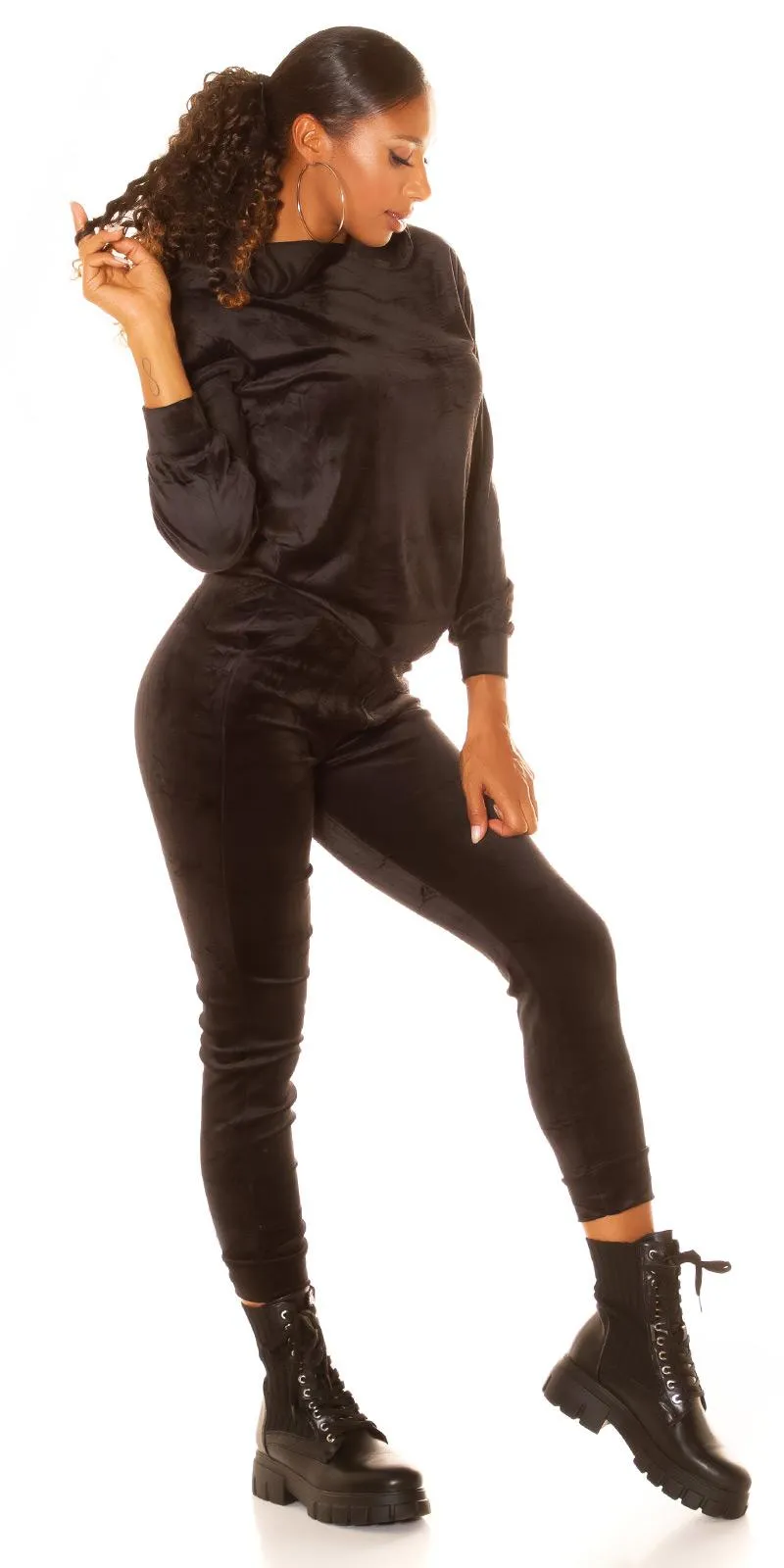 Conjunto básico terciopelo sport negro