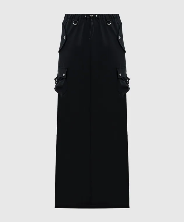Coperni Black maxi cargo skirt with wool