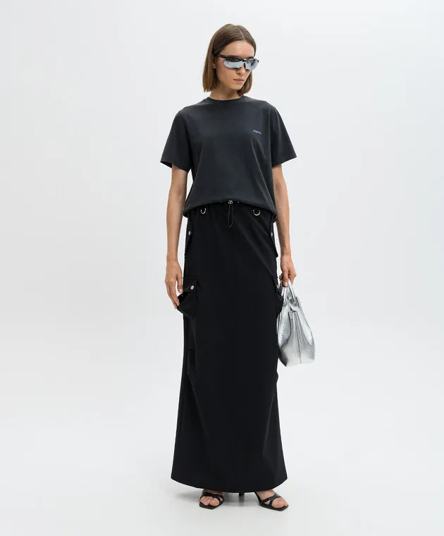 Coperni Black maxi cargo skirt with wool
