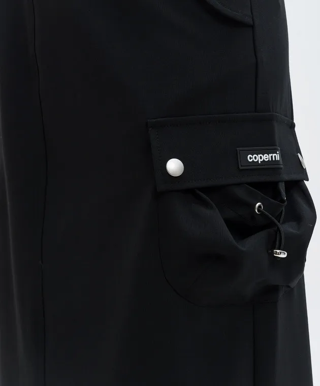 Coperni Black maxi cargo skirt with wool