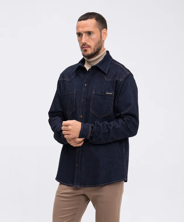 Dolce&Gabbana Blue denim shirt with logo