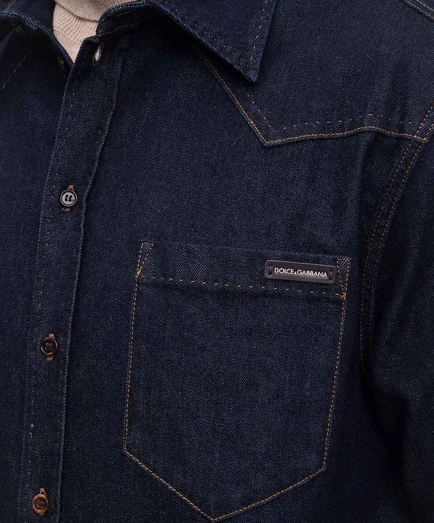 Dolce&Gabbana Blue denim shirt with logo