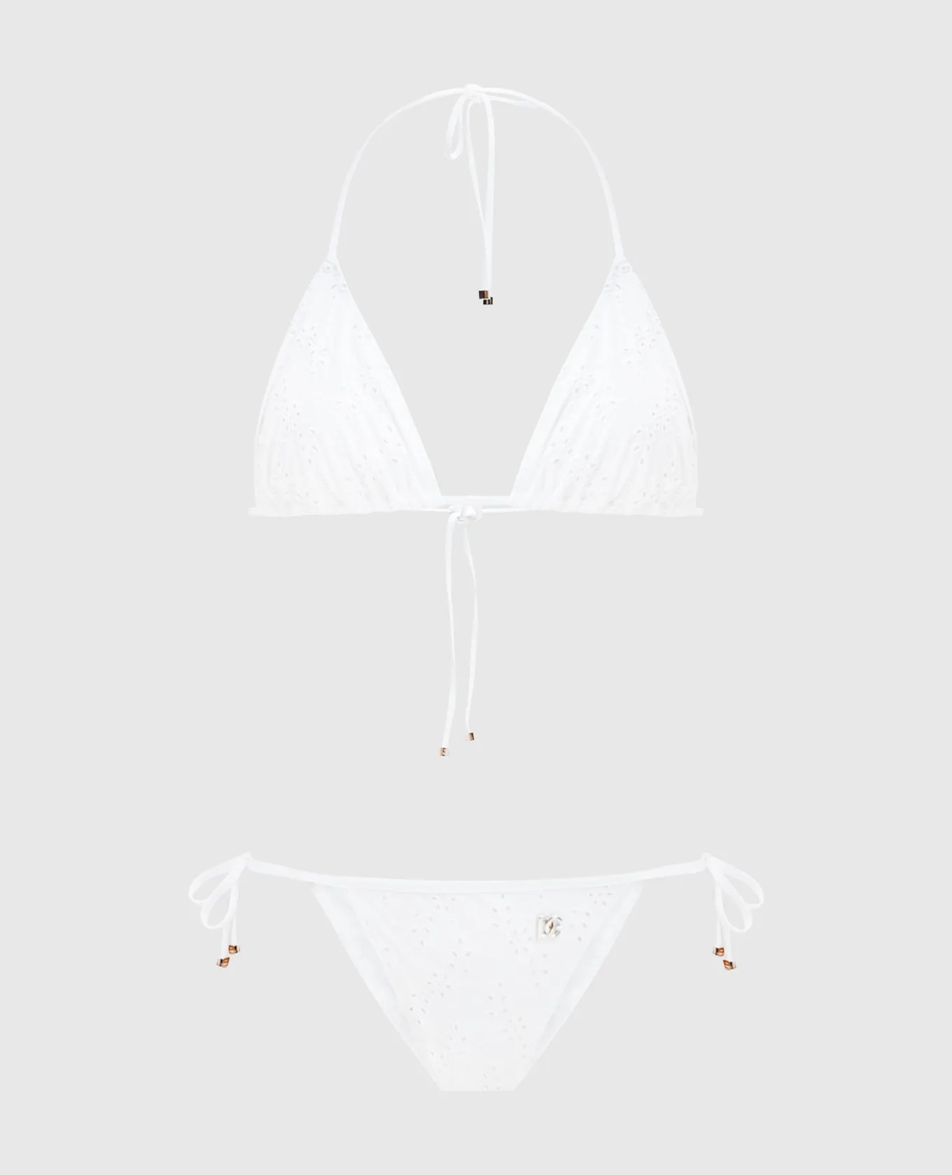 Dolce&Gabbana White swimsuit with embroidery and logo