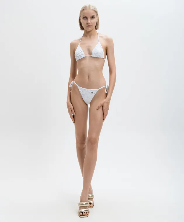 Dolce&Gabbana White swimsuit with embroidery and logo