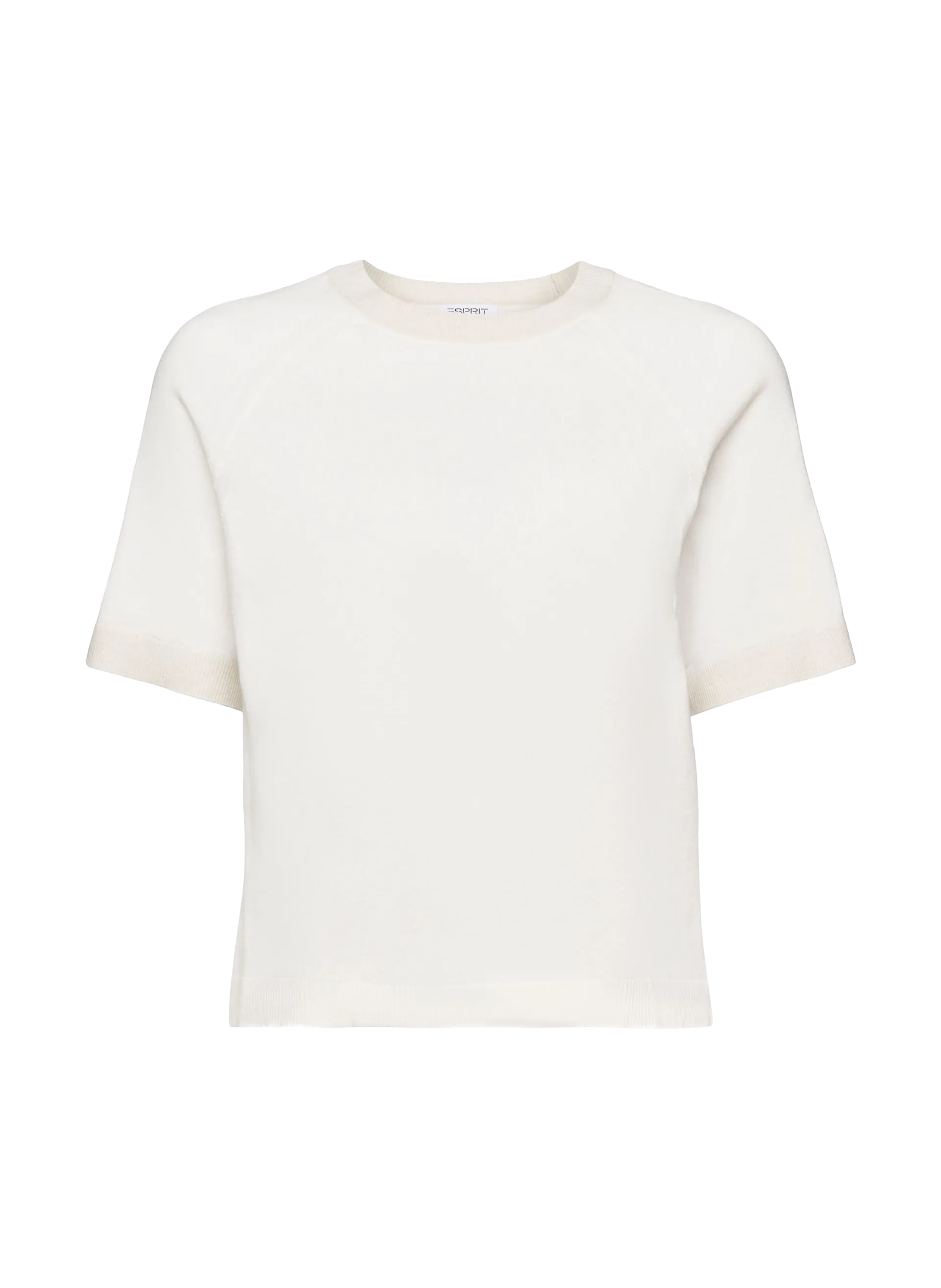 ESPRIT Camiseta de algodón con cuello redondo en blanco