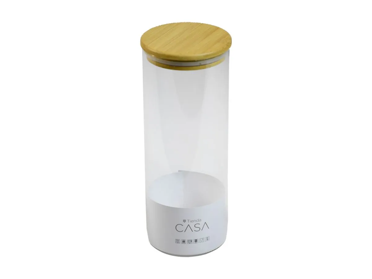 Frasco de Vidrio con Tapa de Bamboo TIENDA CASA 1500 ml