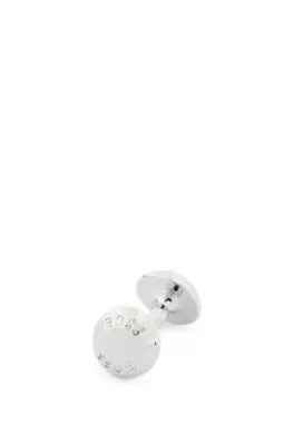Gemelos redondos reversibles de latón con logo y aplique de esmalte