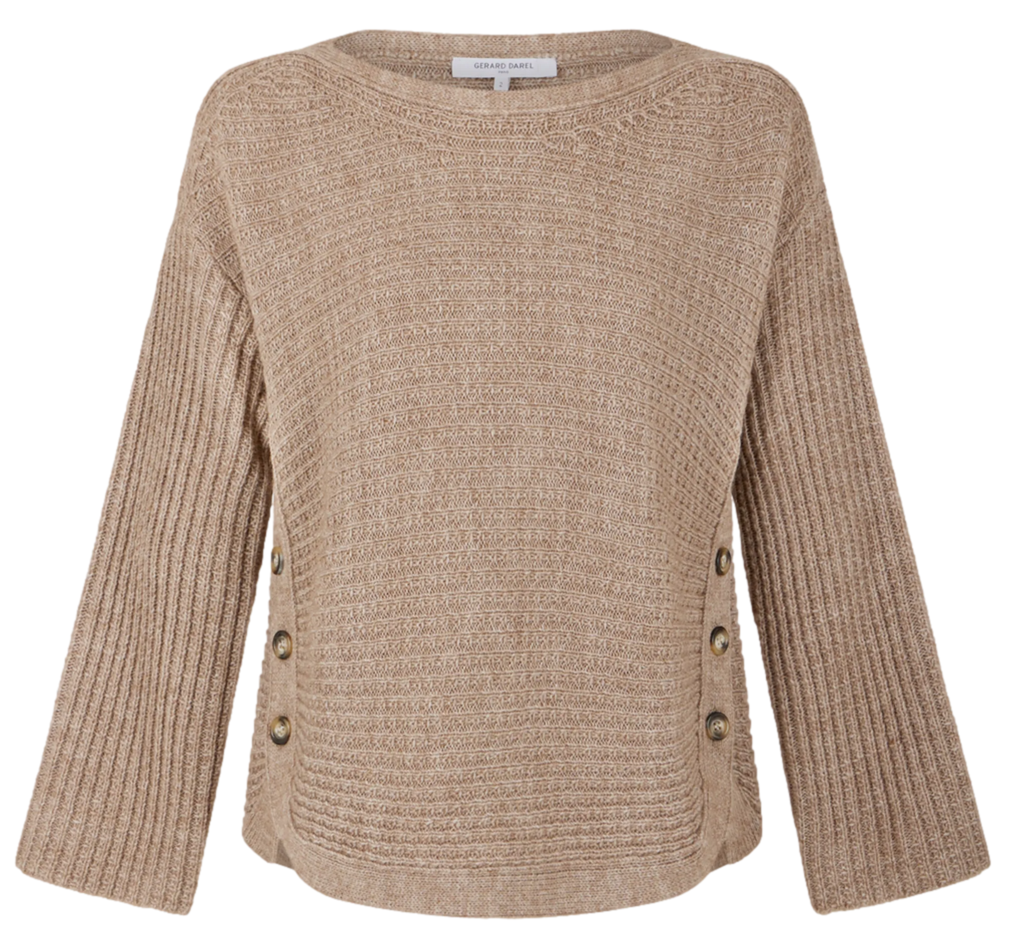 GERARD DAREL JOLINE  JERSEY RECTO DE PUNTO CON CUELLO BARCO EN BEIGE
